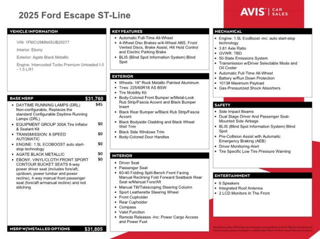 FORD ESCAPE ST LINE 2025